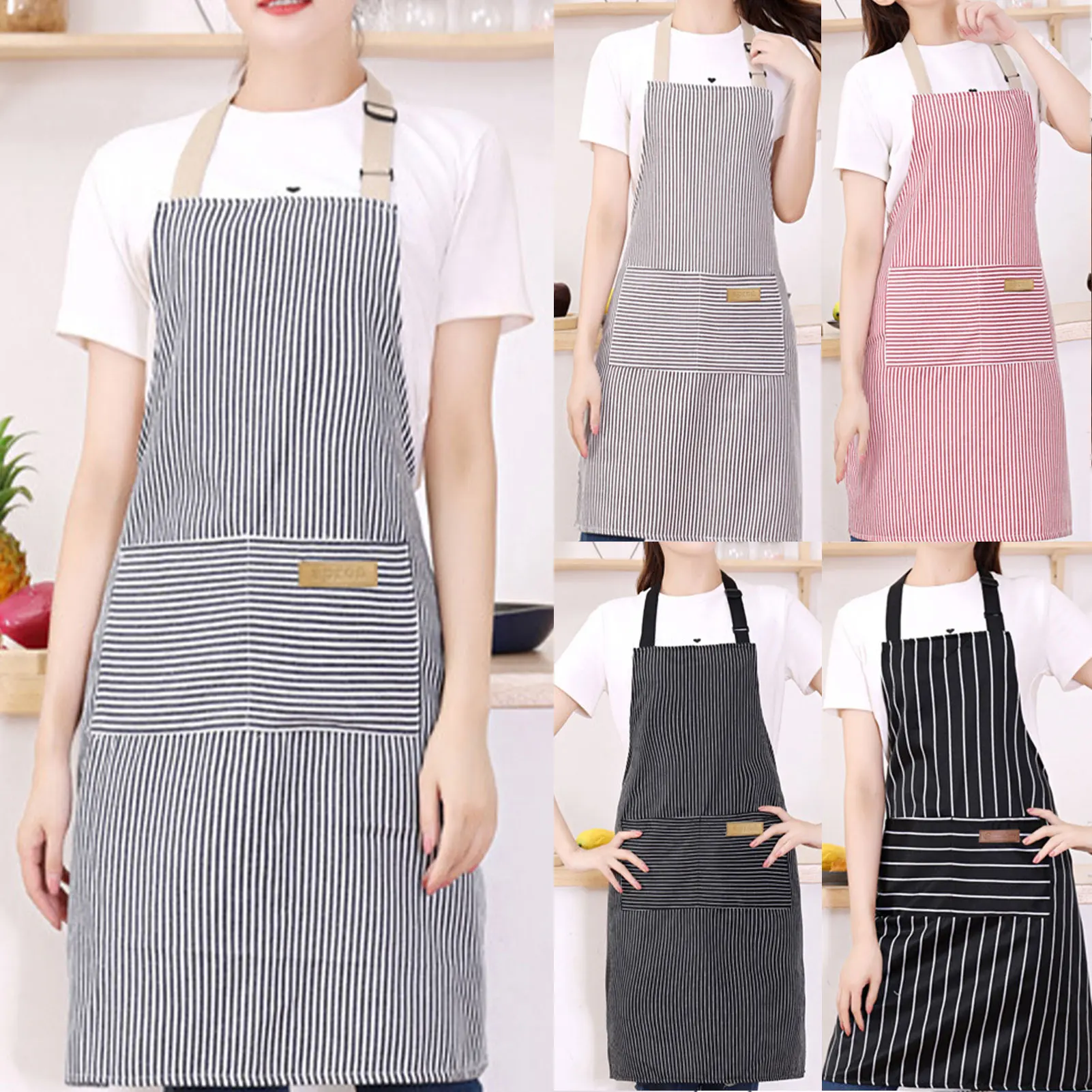 남녀 공용 스트라이프 앞치마, 다용도, 가벼운 소재,  - Kitchen Helper Gadgets 리뷰 및 가격